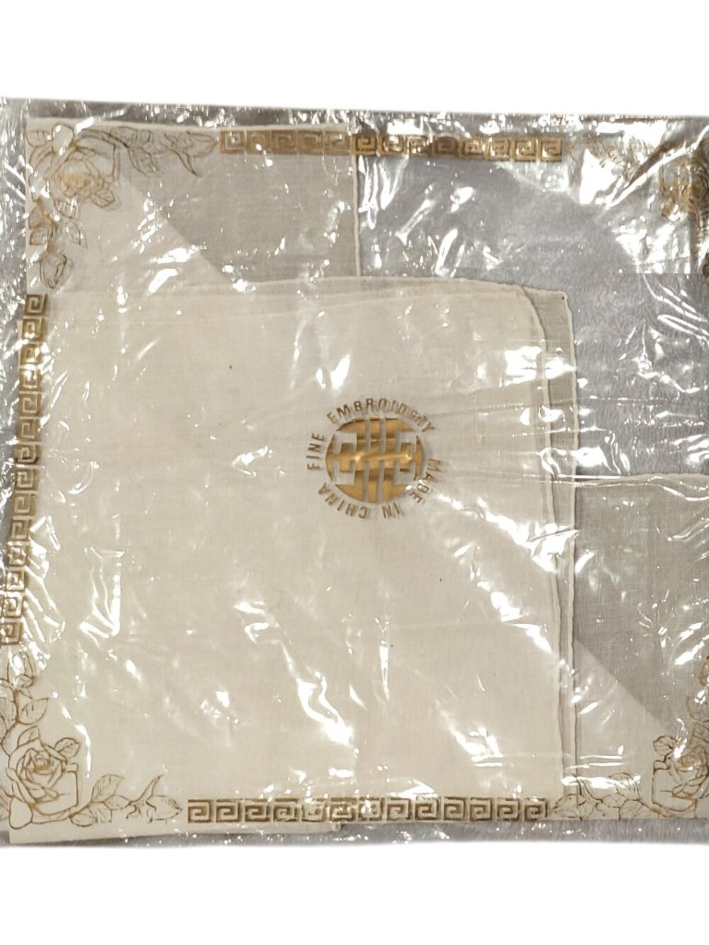 Vintage Retro Handmade White Hanky/Handkerchief with White Floral Embroidery